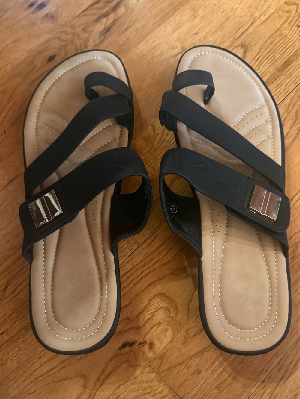 Women's Thick Comfy Black Slip-On Sandals Size Womens 10